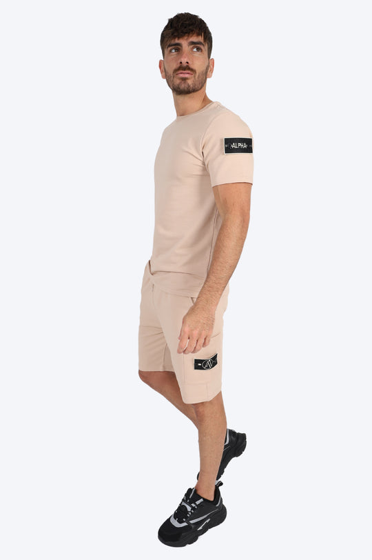 ENSEMBLE SHORT & T SHIRT ALPHA 100% COTON - BEIGE