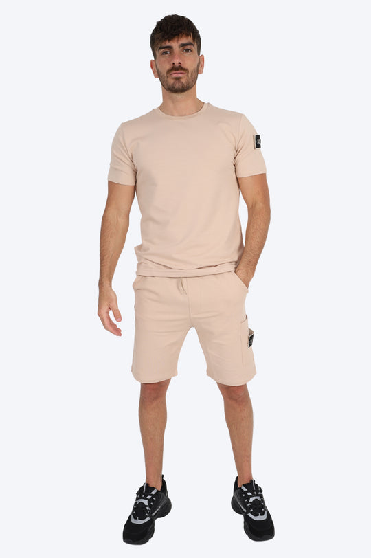 ENSEMBLE SHORT & T SHIRT ALPHA 100% COTON - BEIGE