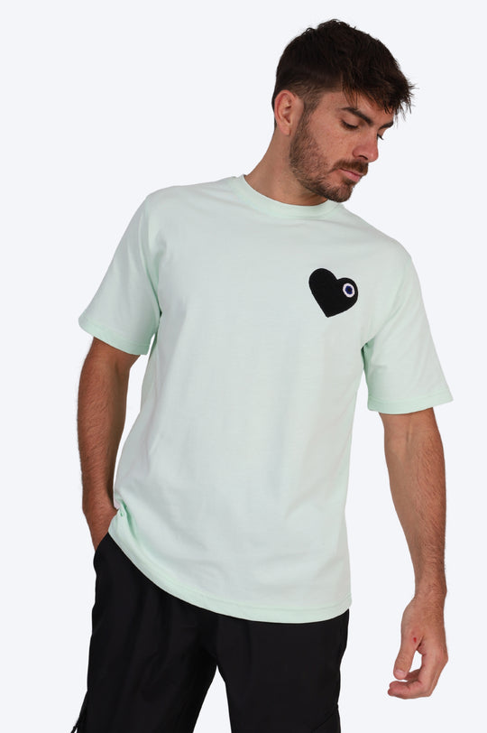 T-SHIRT TURQUOISE - CŒUR  NOIR