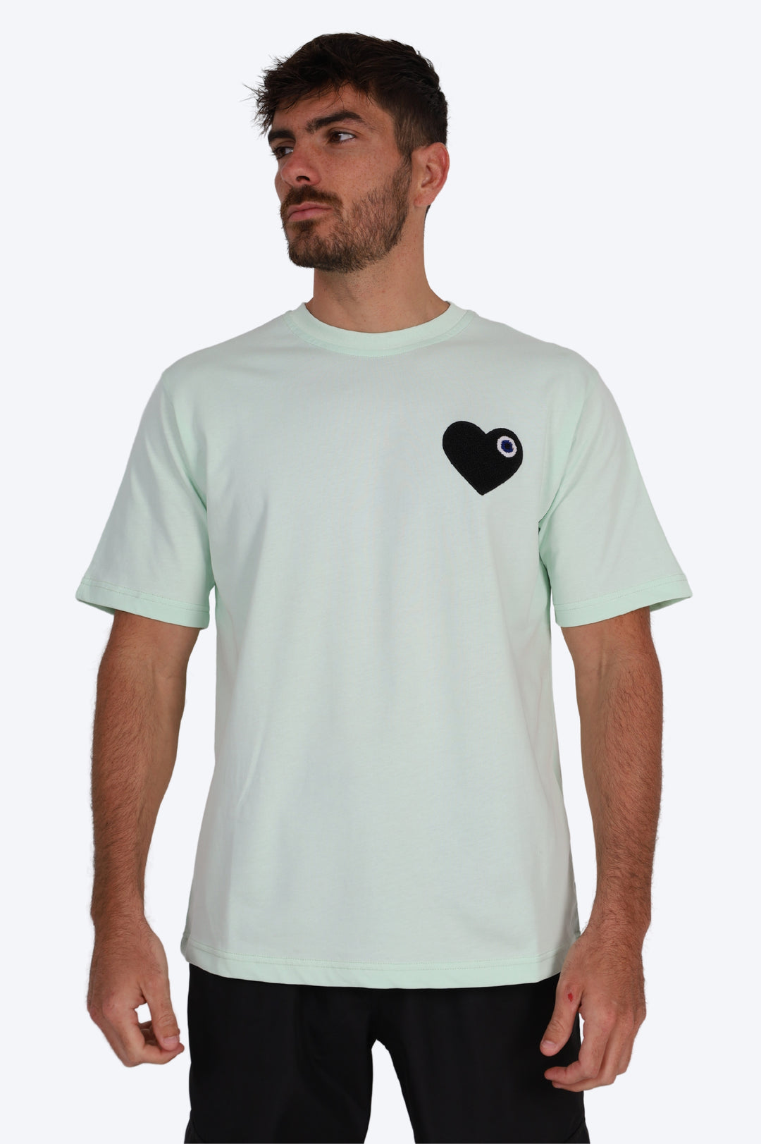 T-SHIRT TURQUOISE - CŒUR  NOIR