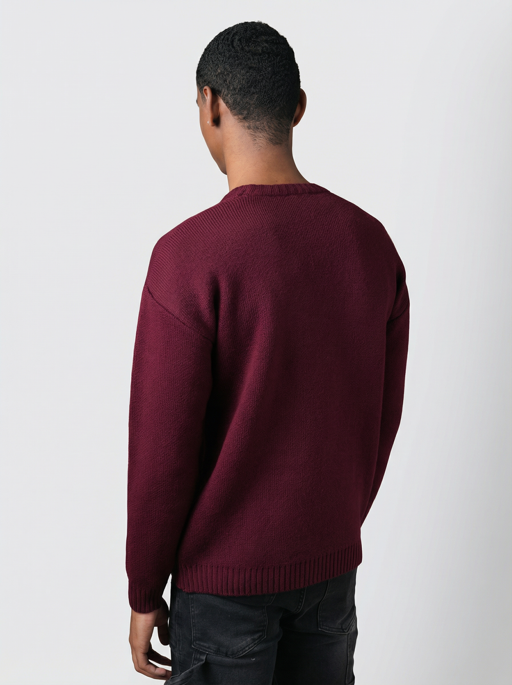 Pull Trèfle Tricot graphique brodé - Bordeaux