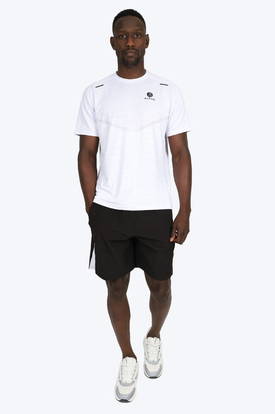 ENSEMBLE SHORT & T SHIRT ALPHA SPORT - BLANC/NOIR