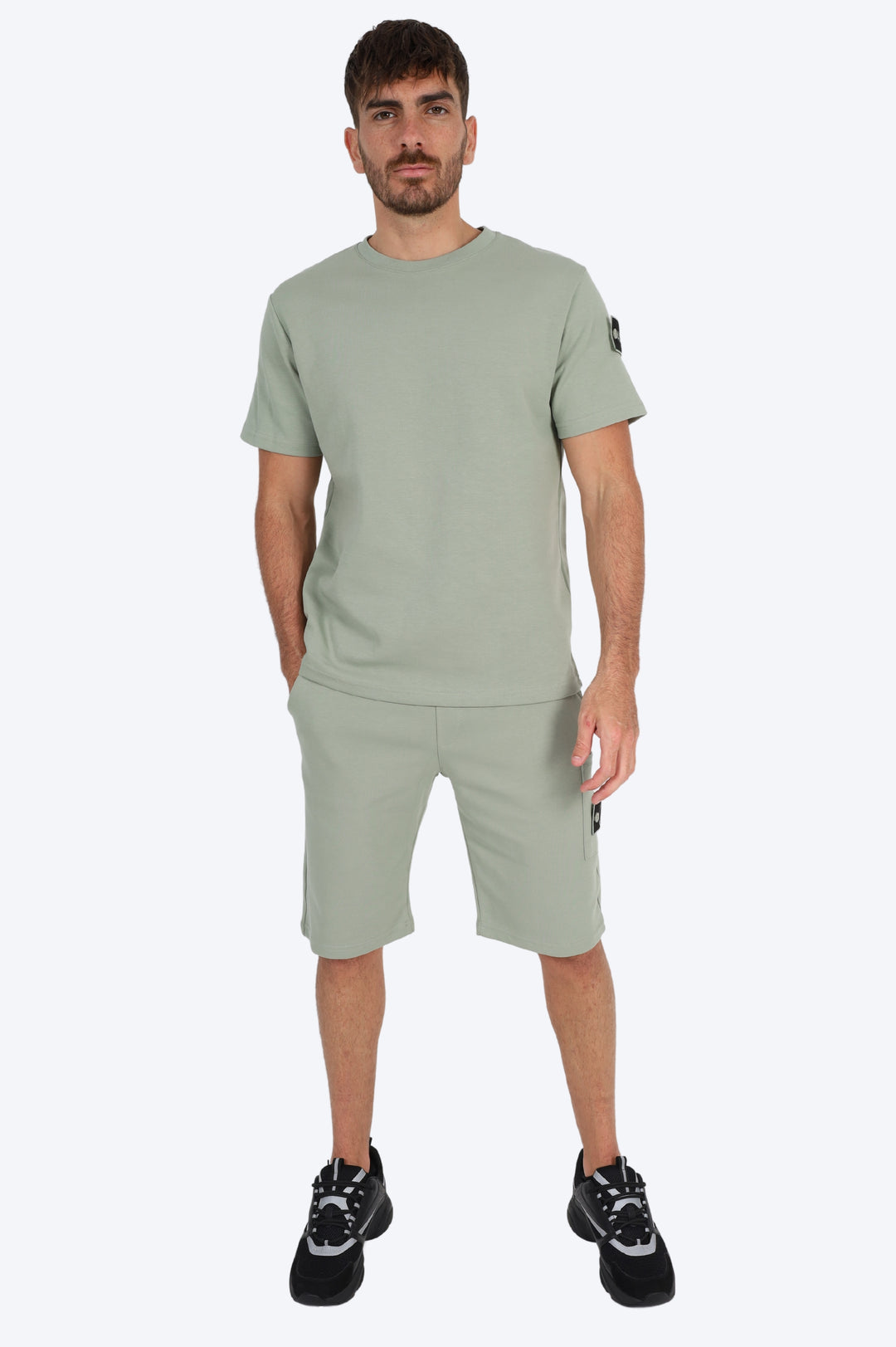 ENSEMBLE SHORT & T SHIRT ALPHA 100% COTON - VERT