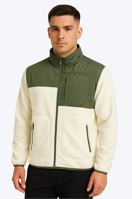 Veste Polaire Bicolore Zippée - Vert Kaki