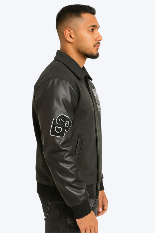 Veste Teddy Homme Noire "Renaissance" – Broderies Paris & Mona Lisa