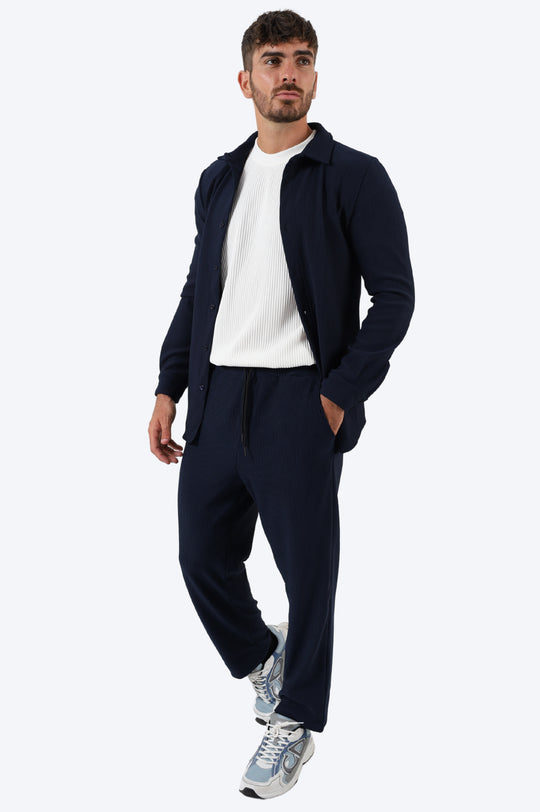 ENSEMBLE PLISSÉ CHEMISE ET PANTALON - BLEU