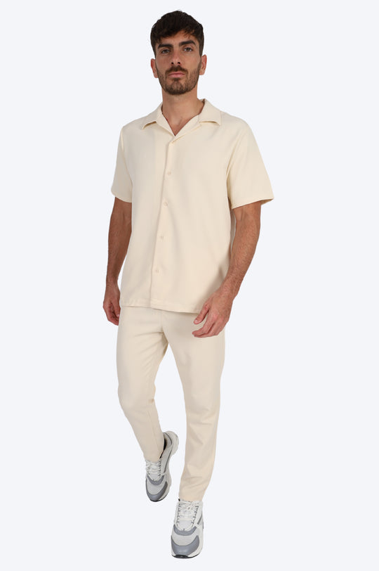 CHEMISE MANCHE COURTE ET PANTALON ASSORTI - BLANC CASSÉ