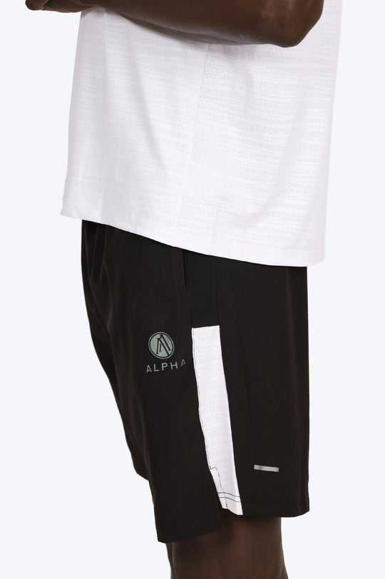 ENSEMBLE SHORT & T SHIRT ALPHA SPORT - BLANC/NOIR