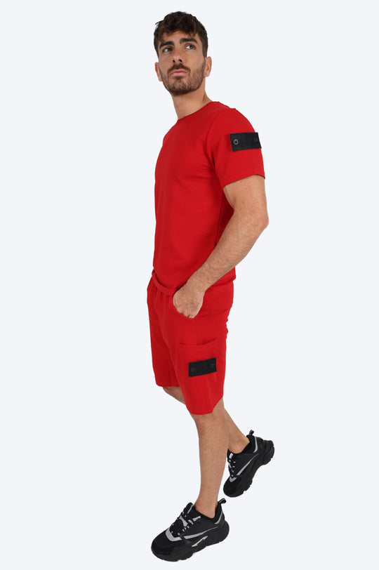 ENSEMBLE SHORT & T SHIRT ALPHA 100% COTON - ROUGE