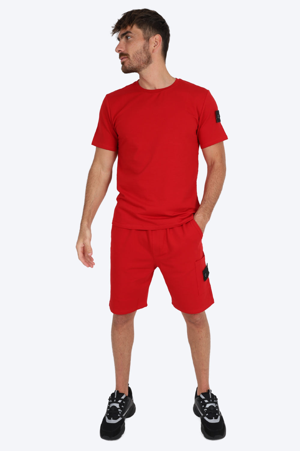 ENSEMBLE SHORT & T SHIRT ALPHA 100% COTON - ROUGE