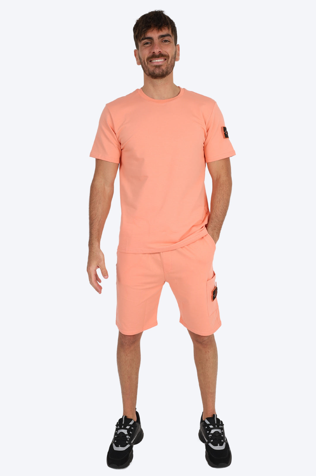 ENSEMBLE SHORT & T SHIRT ALPHA 100% COTON - ORANGE