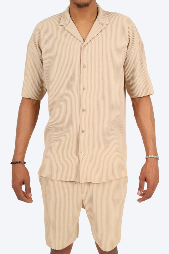 CHEMISE ET SHORT PLISSÉ - BEIGE