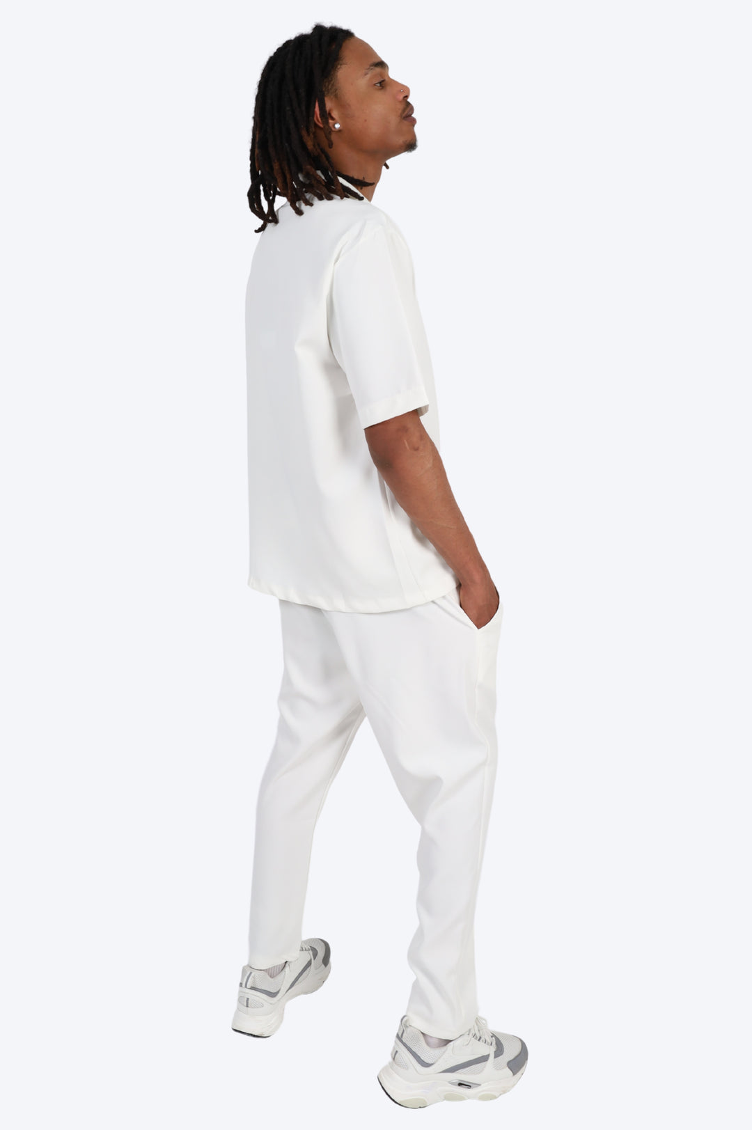 CHEMISE MANCHE COURTE ET PANTALON ASSORTI - BLANC