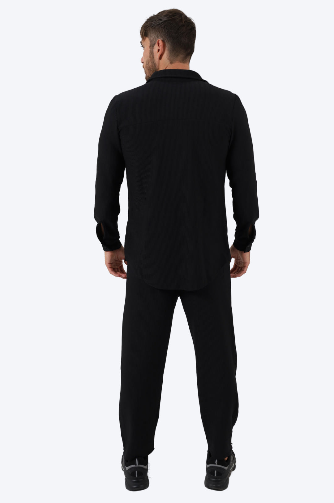 ENSEMBLE PLISSÉ CHEMISE ET PANTALON - NOIR