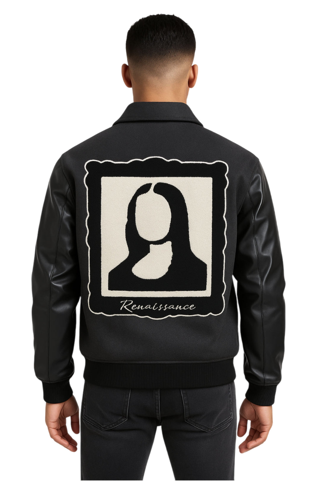 Veste Teddy Homme Noire "Renaissance" – Broderies Paris & Mona Lisa