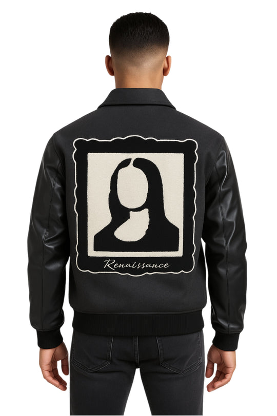 Veste Teddy Homme Noire "Renaissance" – Broderies Paris & Mona Lisa