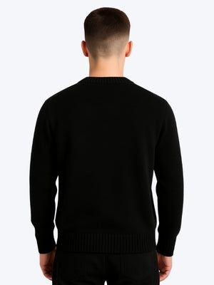 Pull Trèfle Tricot graphique brodé - NOIR