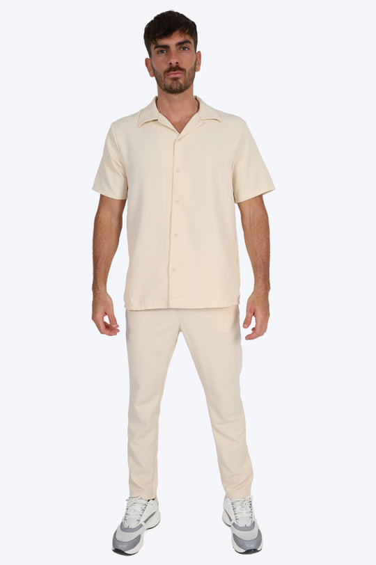 CHEMISE MANCHE COURTE ET PANTALON ASSORTI - BLANC CASSÉ