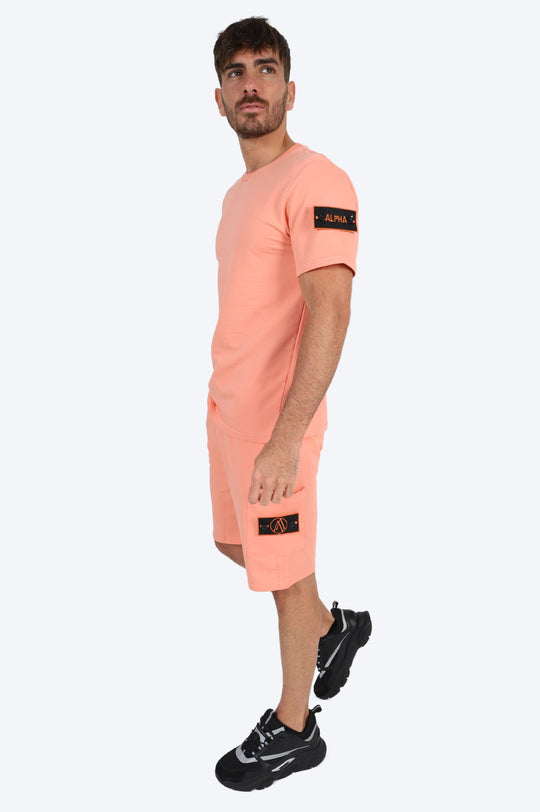 ENSEMBLE SHORT & T SHIRT ALPHA 100% COTON - ORANGE