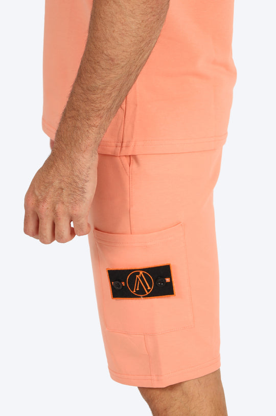 ENSEMBLE SHORT & T SHIRT ALPHA 100% COTON - ORANGE