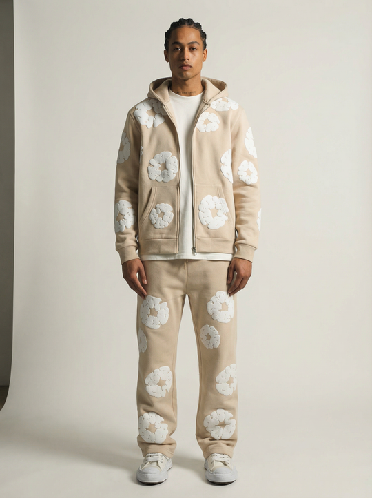 Ensemble Jogging Motifs Floraux – BEIGE