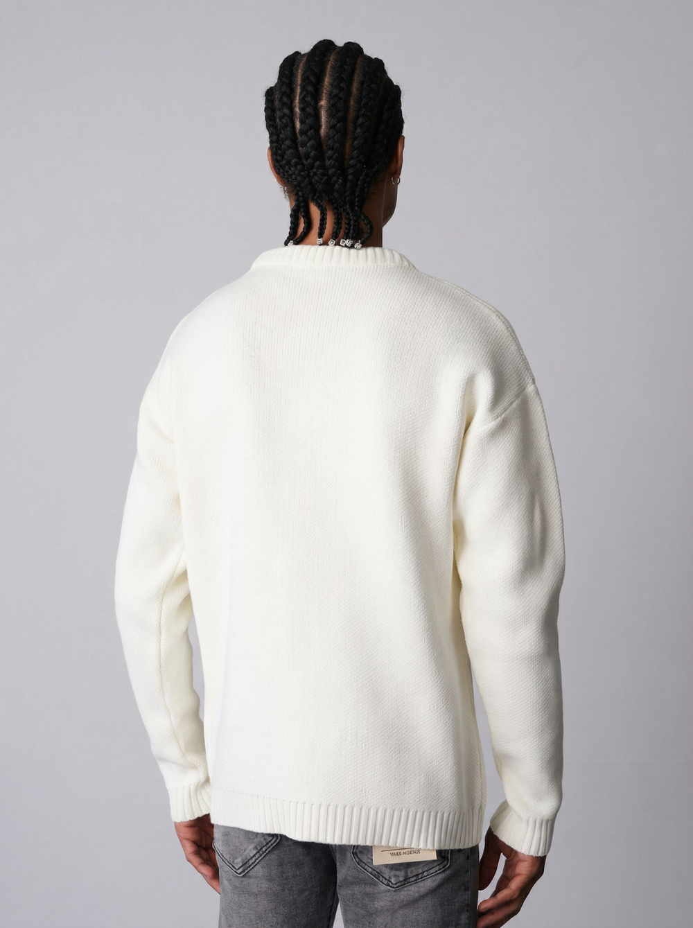 Pull "Harvard Style" Lettre H Brodée - BLANC