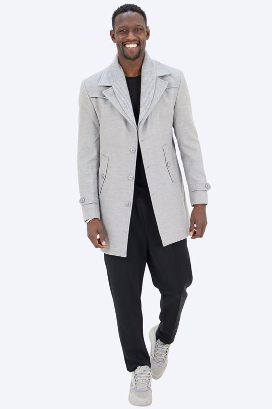 MANTEAU HABILLÉ COL DÉTACHABLE - GRIS