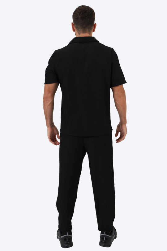 ENSEMBLE EN COTON CÔTELÉ CHEMISE ET PANTALON - NOIR