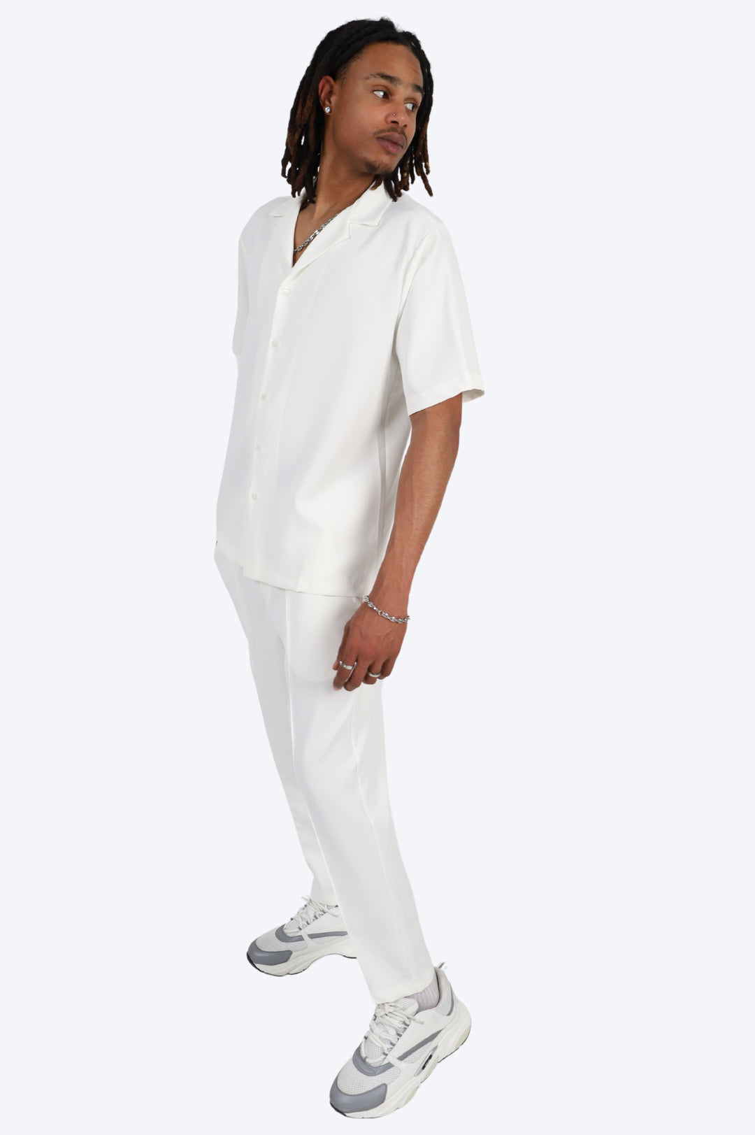 CHEMISE MANCHE COURTE ET PANTALON ASSORTI - BLANC