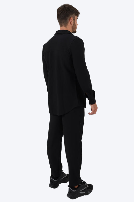 ENSEMBLE PLISSÉ CHEMISE ET PANTALON - NOIR