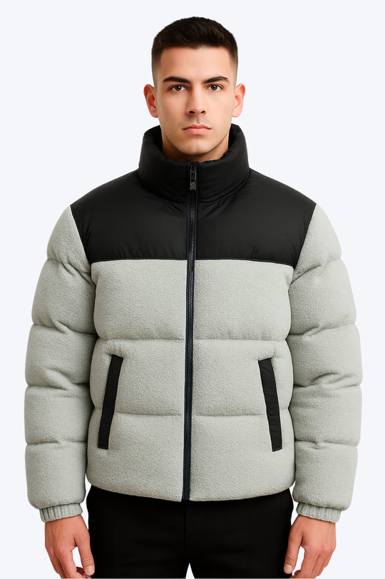 Doudoune Sherpa Confort Zippée - Gris & noir