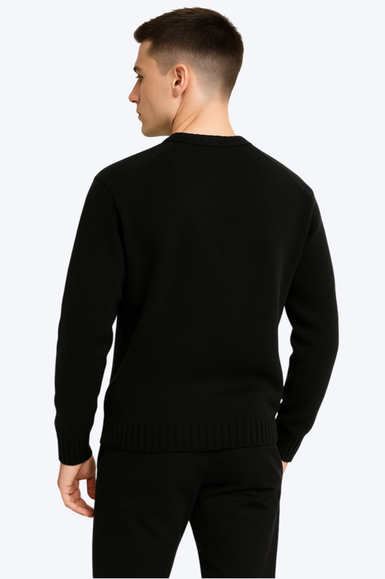 Sweat tricoté Campus Letter C - Noir