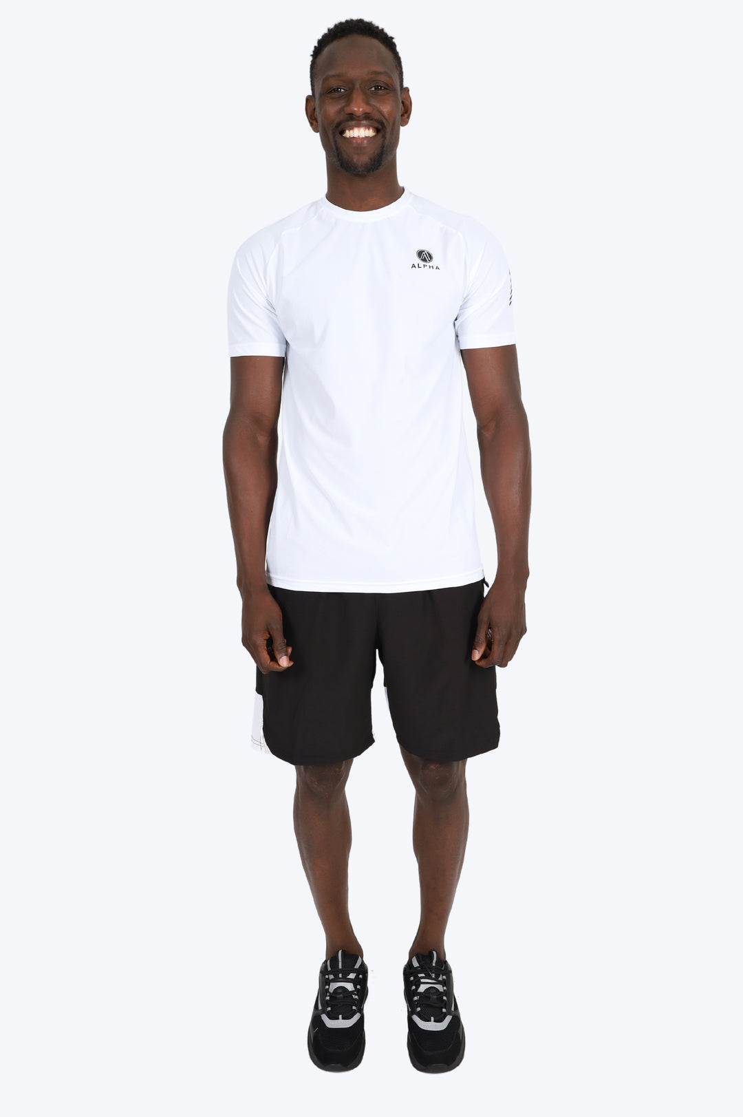 ENSEMBLE SHORT & T SHIRT ALPHA SPORT - BLANC/NOIR