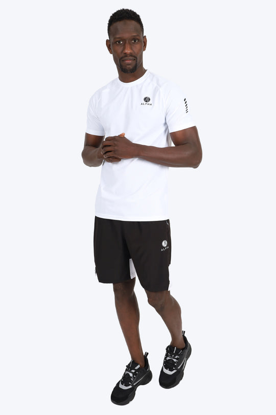 ENSEMBLE SHORT & T SHIRT ALPHA SPORT - BLANC/NOIR