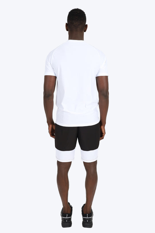 ENSEMBLE SHORT & T SHIRT ALPHA SPORT - BLANC/NOIR