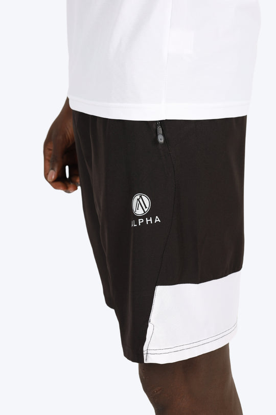 ENSEMBLE SHORT & T SHIRT ALPHA SPORT - BLANC/NOIR