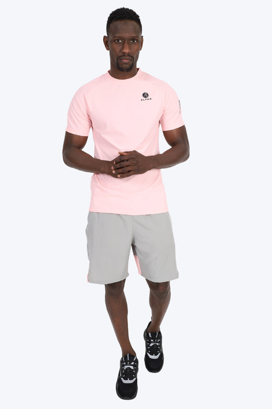 ENSEMBLE SHORT & T SHIRT ALPHA SPORT - ROSE/GRIS