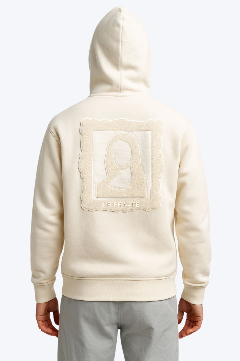 Sweat zippé à capuche "I.P. PRIVATE" unisexe - Beige
