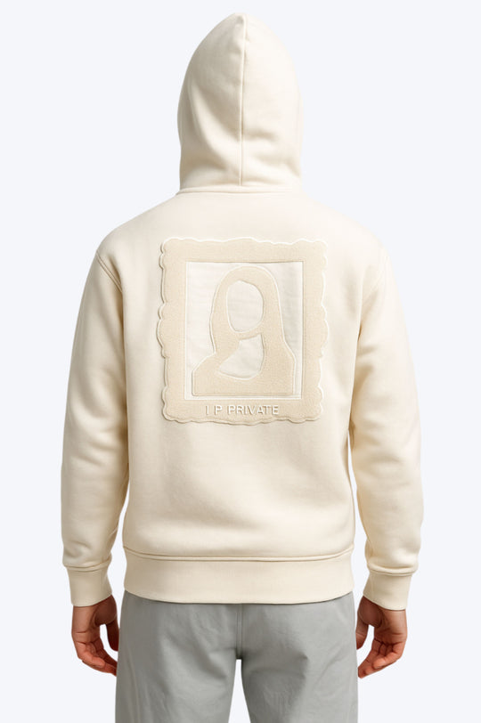 Sweat zippé à capuche "I.P. PRIVATE" unisexe - Beige