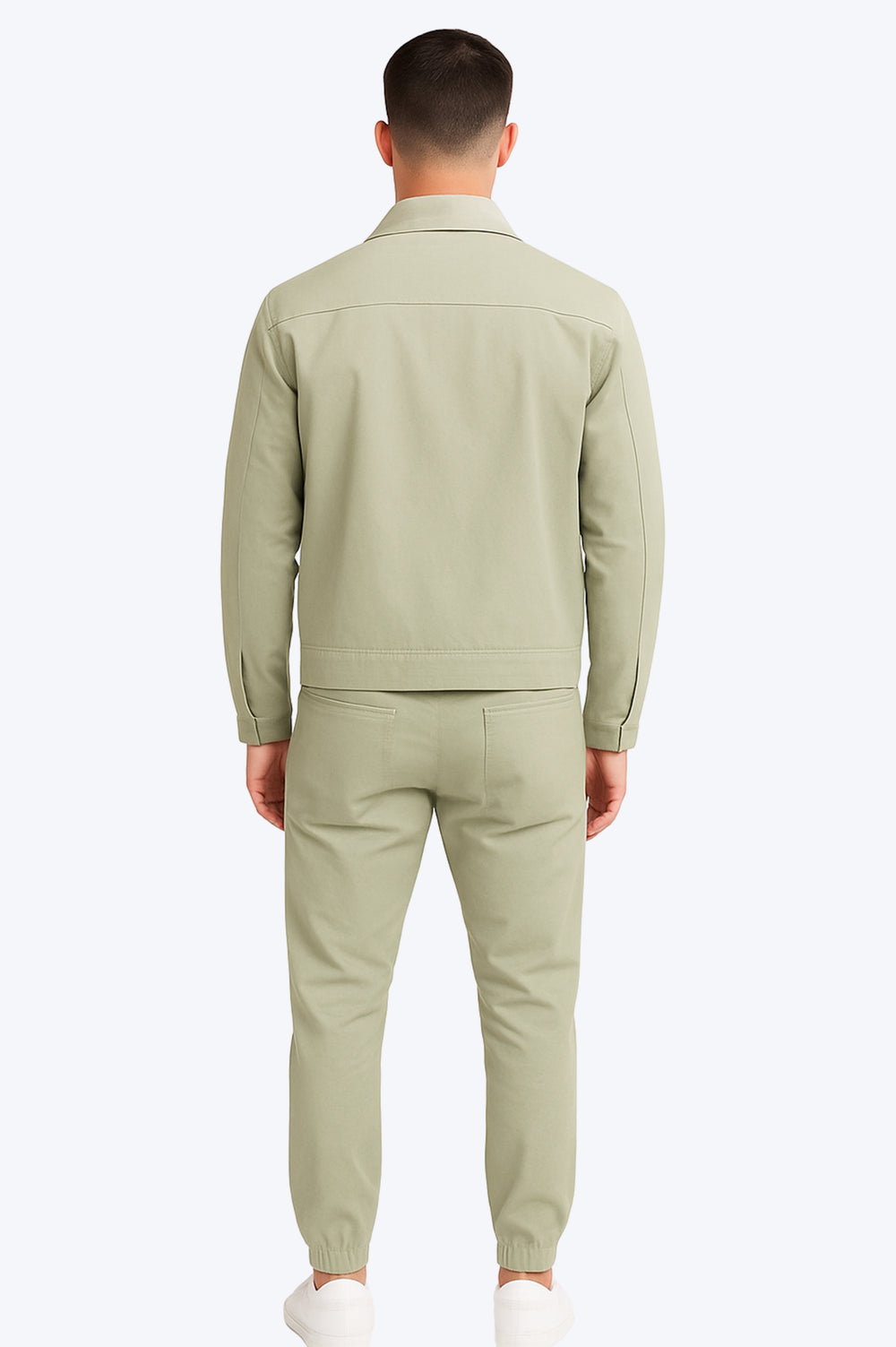 Ensemble Zippé Col Chemise - VERT
