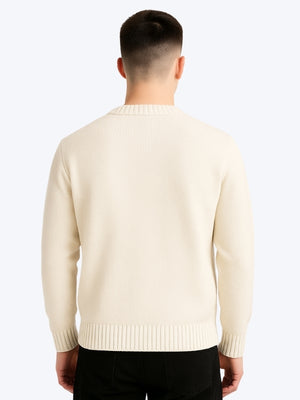 Pull Trèfle Tricot graphique brodé - BLANC