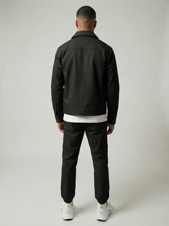 Ensemble Zippé Col Chemise - NOIR