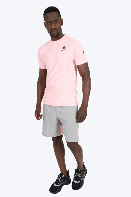 ENSEMBLE SHORT & T SHIRT ALPHA SPORT - ROSE/GRIS