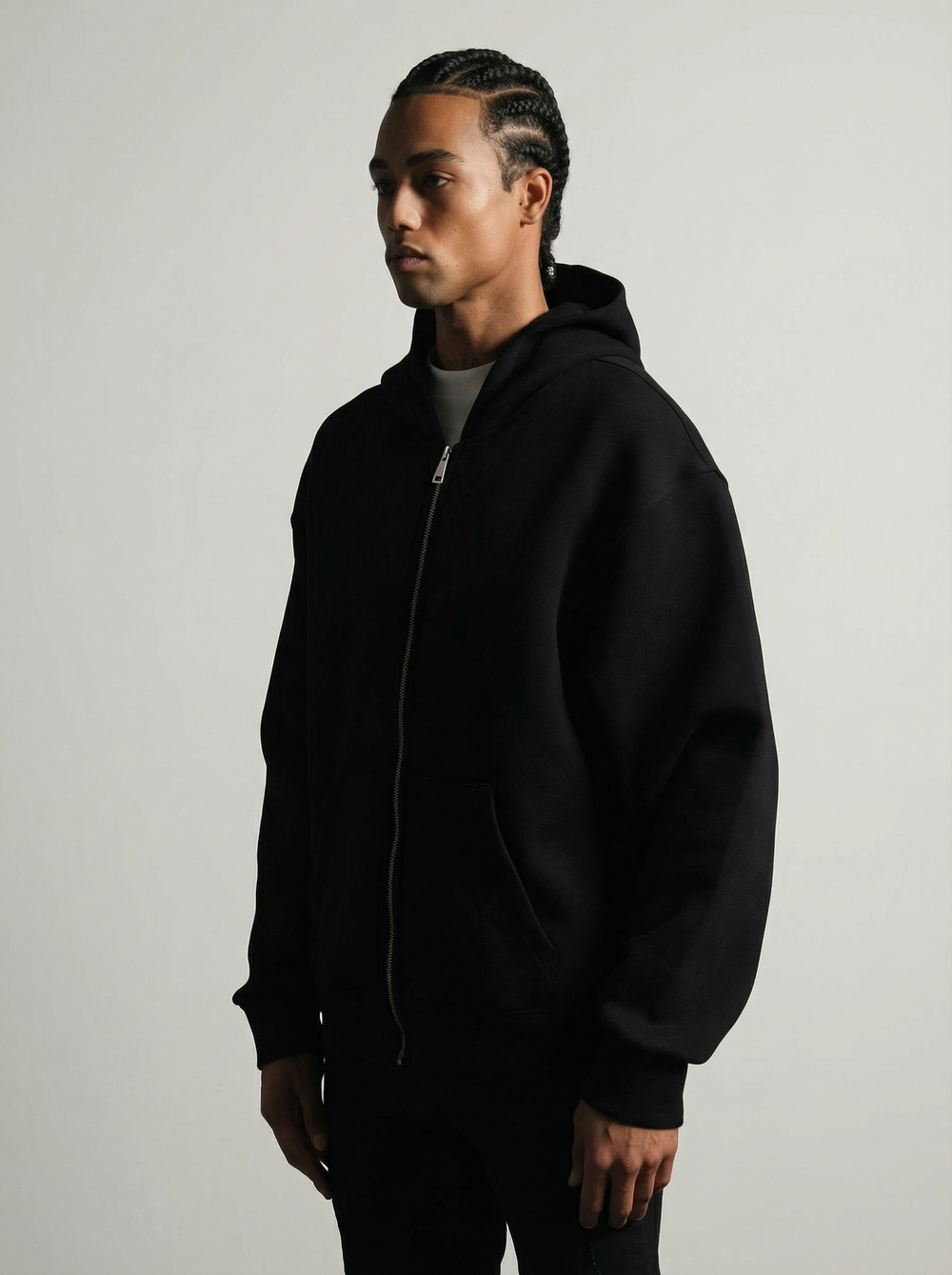 Sweat à capuche zippé Premium  - Noir