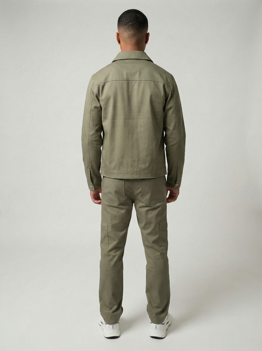 Ensemble Zippé Col Chemise - VERT