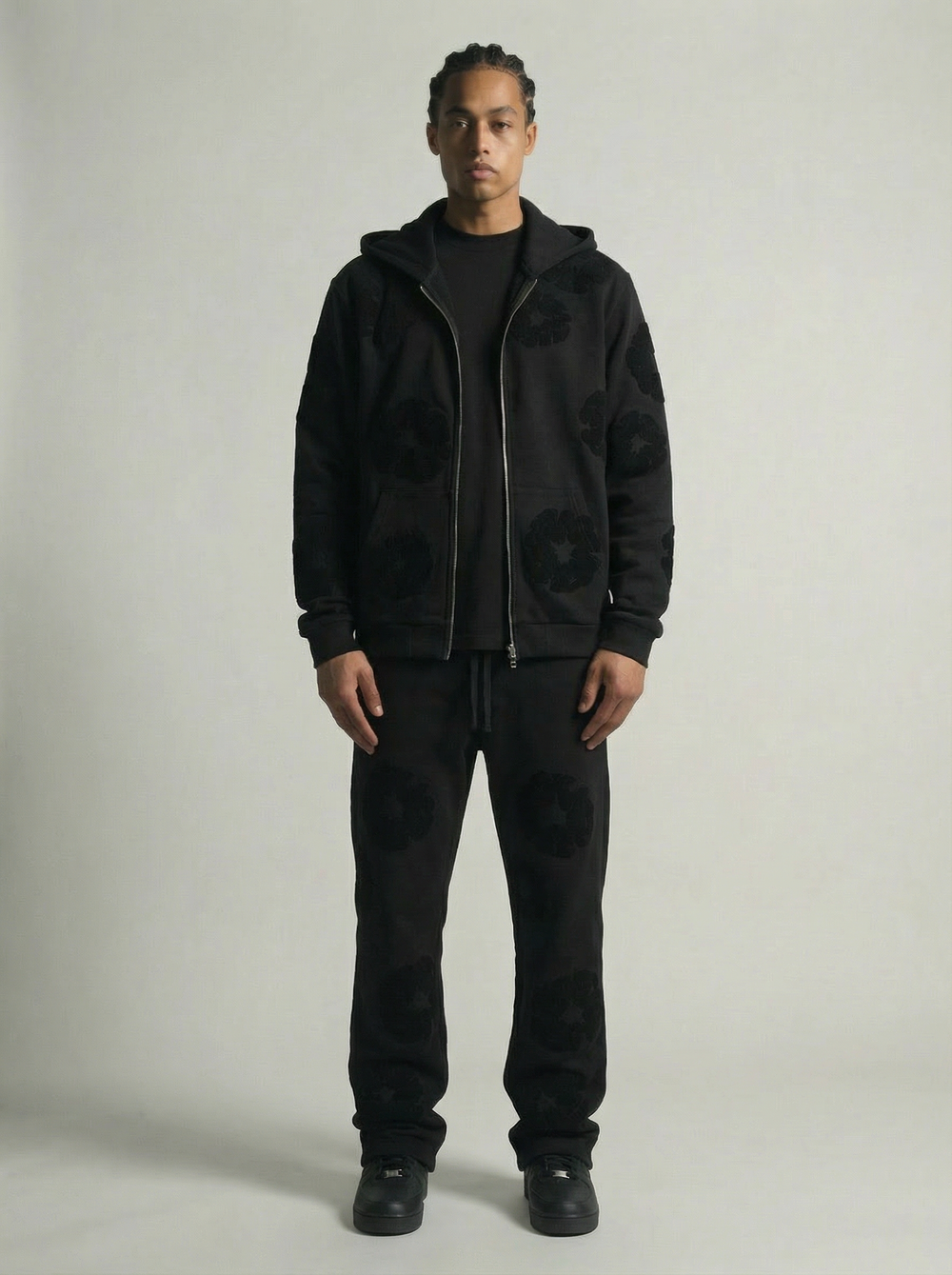 Ensemble Jogging Motifs Floraux – NOIR (motifs noir)