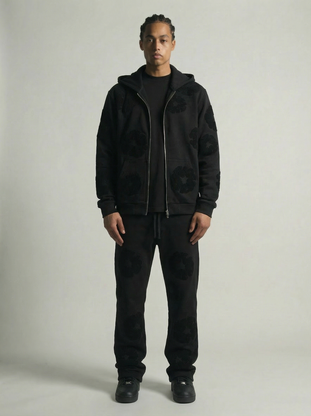 Ensemble Jogging Motifs Floraux – NOIR (motifs noir)