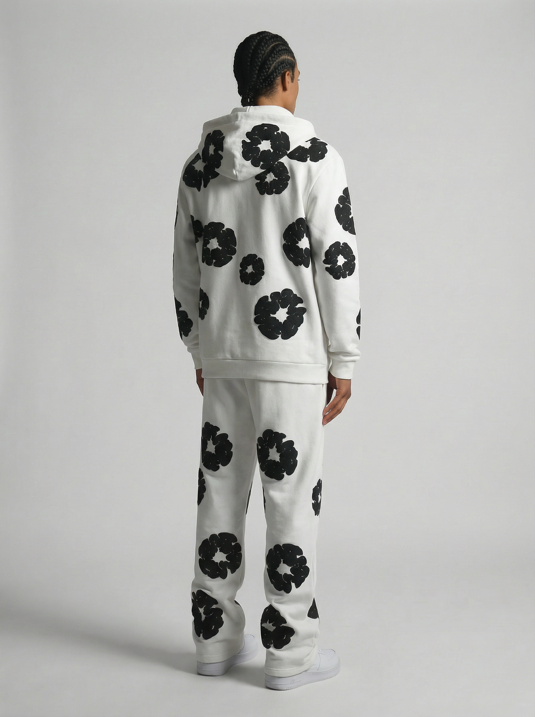 Ensemble Jogging Motifs Floraux – BLANC