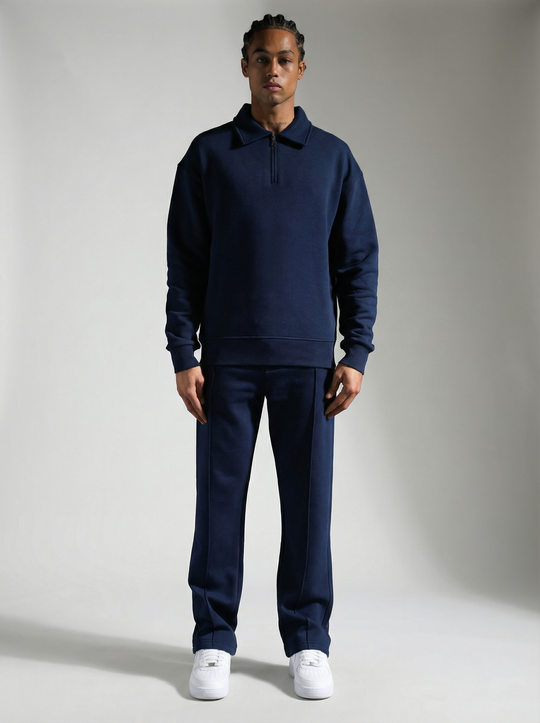 Ensemble Survêtement Homme Col Zippé - Bleu Marine