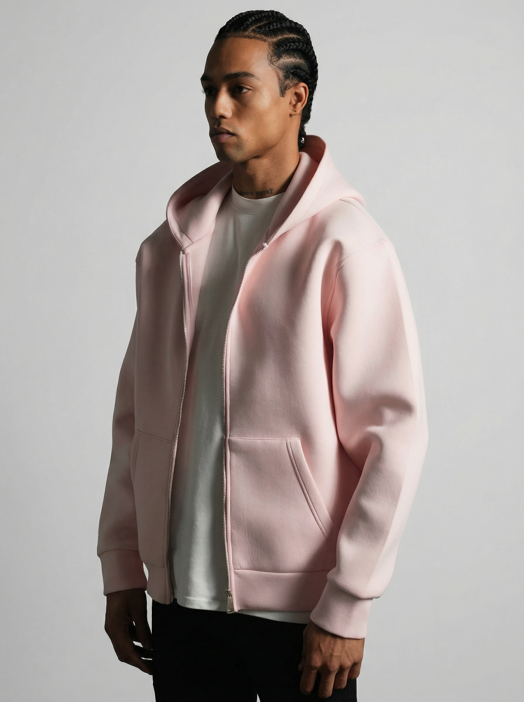 Sweat à capuche zippé Premium  - Rose